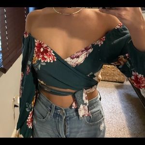 Ootdfash floral wrap top